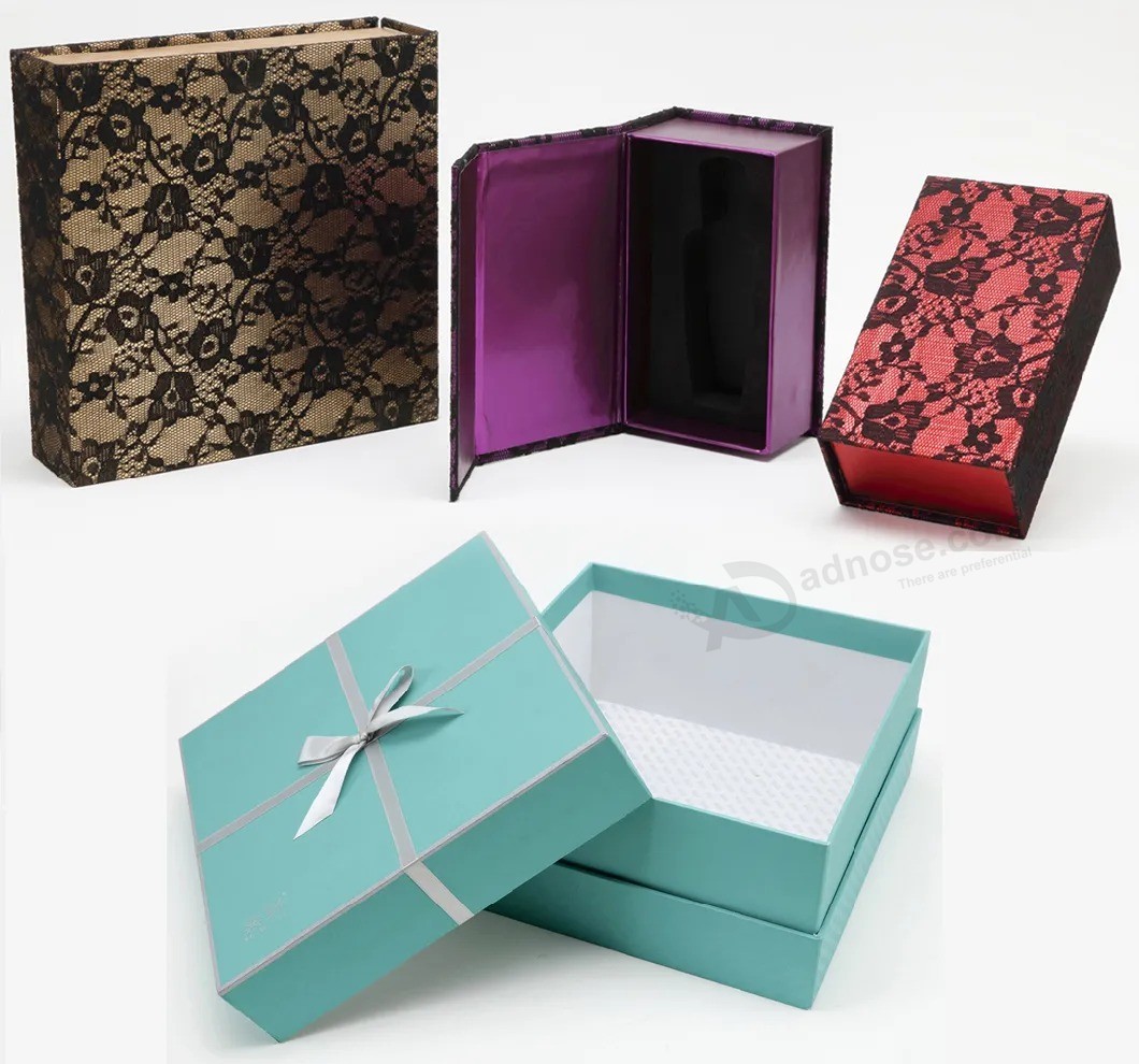 Caixa de presente de papel para joias artesanais impressas personalizadas para embalagem