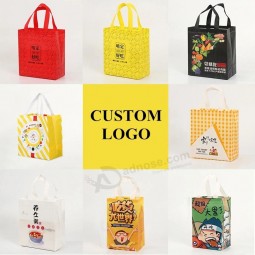 Sac cadeau, sac fourre-tout, sac à provisions, sac de vin promotionnel, vente en gros Eco bon marché tissu forte poignée marque couture sac en tissu non tissé