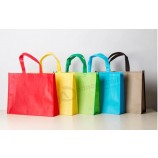 Sac à provisions réutilisable non tissé avec garniture Couture faite à la main