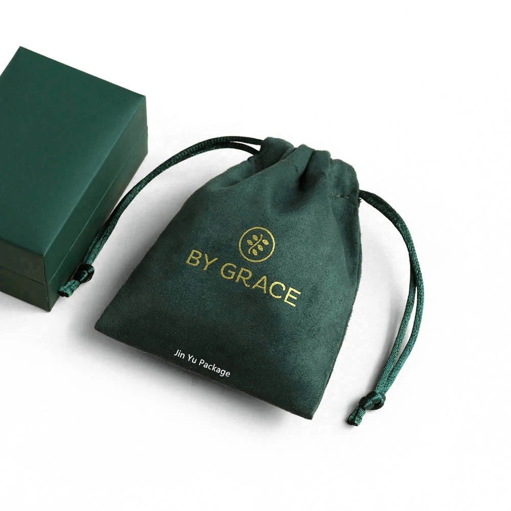 Темно-зеленый изготовленный на заказ бархатный подарок на шнурке, упаковка для ювелирных изделий, сумка