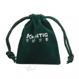Sac cadeau en velours à cordon de serrage vert personnalisé