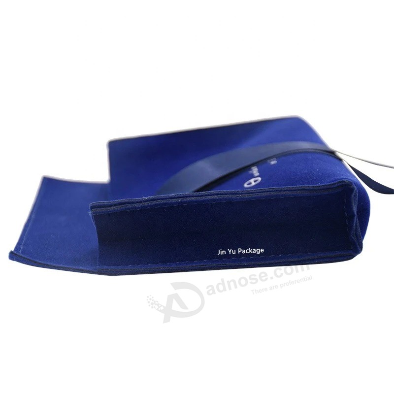 Custom nacyblue Color velvet Bow-Tie jewelry Gift packaging Pouch Bag