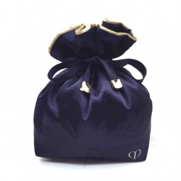 Morecredit роскошные двухслойные темно-синие атласные подарочные пакеты с принтом на заказ небольшой шнурок для 