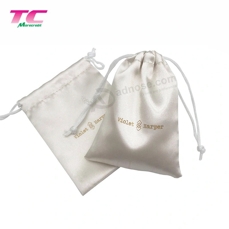 Promotionele aangepaste paarse zijdeachtige cosmetische sieraden verpakking zak fabriek, paarse satijnen stof koord cadeau zakjes zakken