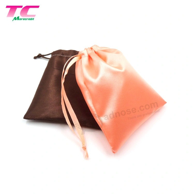 Bolsa de bolsa con cordón de regalo de joyería pequeña de satén liso de lujo