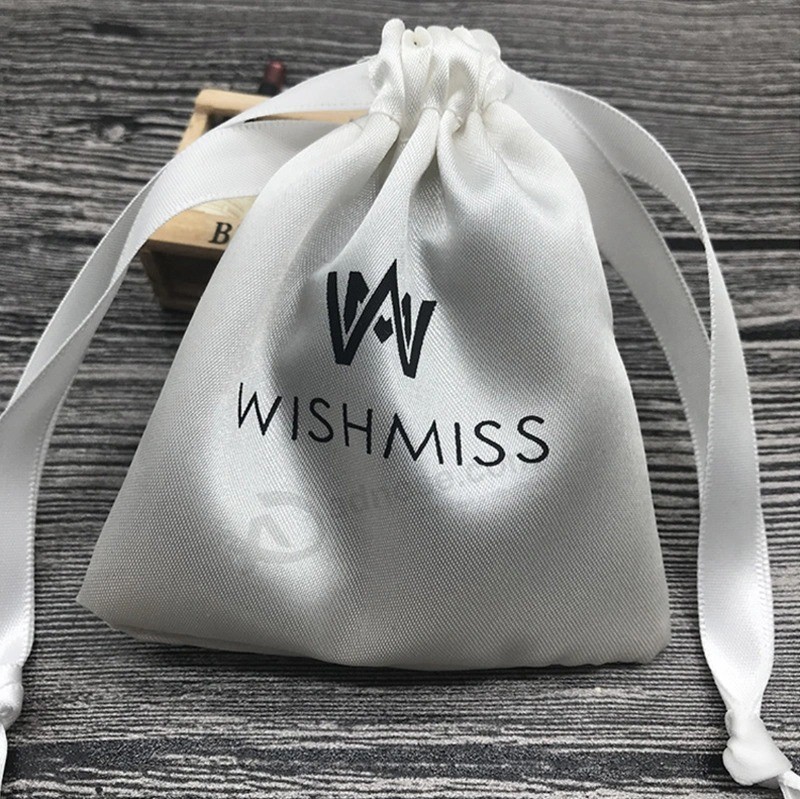 Custom satin Luxury drawstring Jewelry pouch Travel Bag