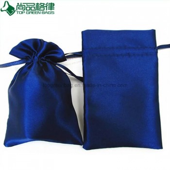 Bolsa de joyería de regalo de bolsa de pestañas de satén con cordón de logotipo personalizado