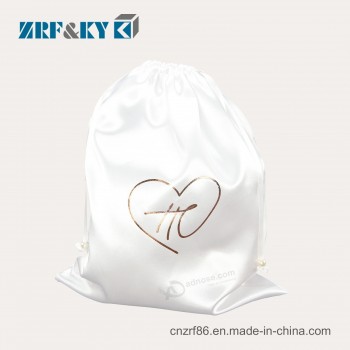 Vente en gros respectueux de l’environnement blanc / noir coton / toile / polyester / nylon / jute / tissu satiné cordon de serrage / bundle poche pochettes cadeaux sacs