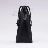 Sinicline Satin de soie noir Bijoux Pochette Sac à cordon avec logo
