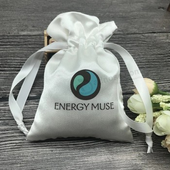3 « x 4 » Satin blanc pochette cadeau bijoux sacs de mariage faveur cordon sacs