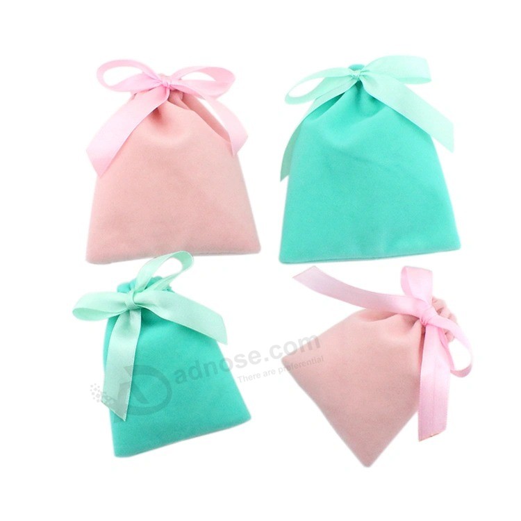 Bolsa de regalo de satén verde pequeña Bolsa con cordón Favores de boda Bolsas de joyería de caramelo