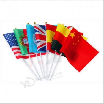 Drapeau à main personnalisé Drapeau national à secousser avec mât en plastique