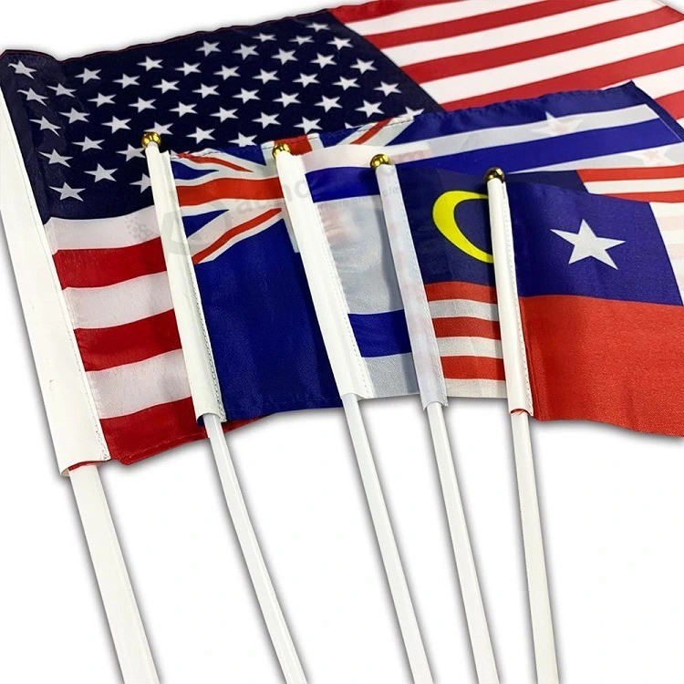 Großhandel benutzerdefinierte Logo nationale amerikanische Flaggen Hand winken Flagge
