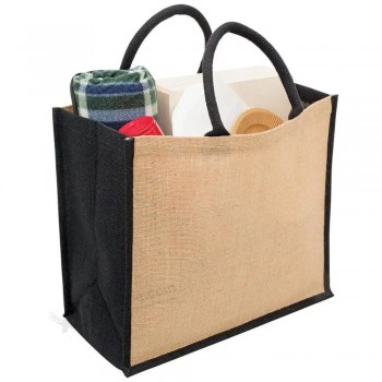 Personnalisé Jute Recyclable Emballage Lin Promotion Voyage Stockage Gunny Cadeau Handle Bag avec Logo Imprimé