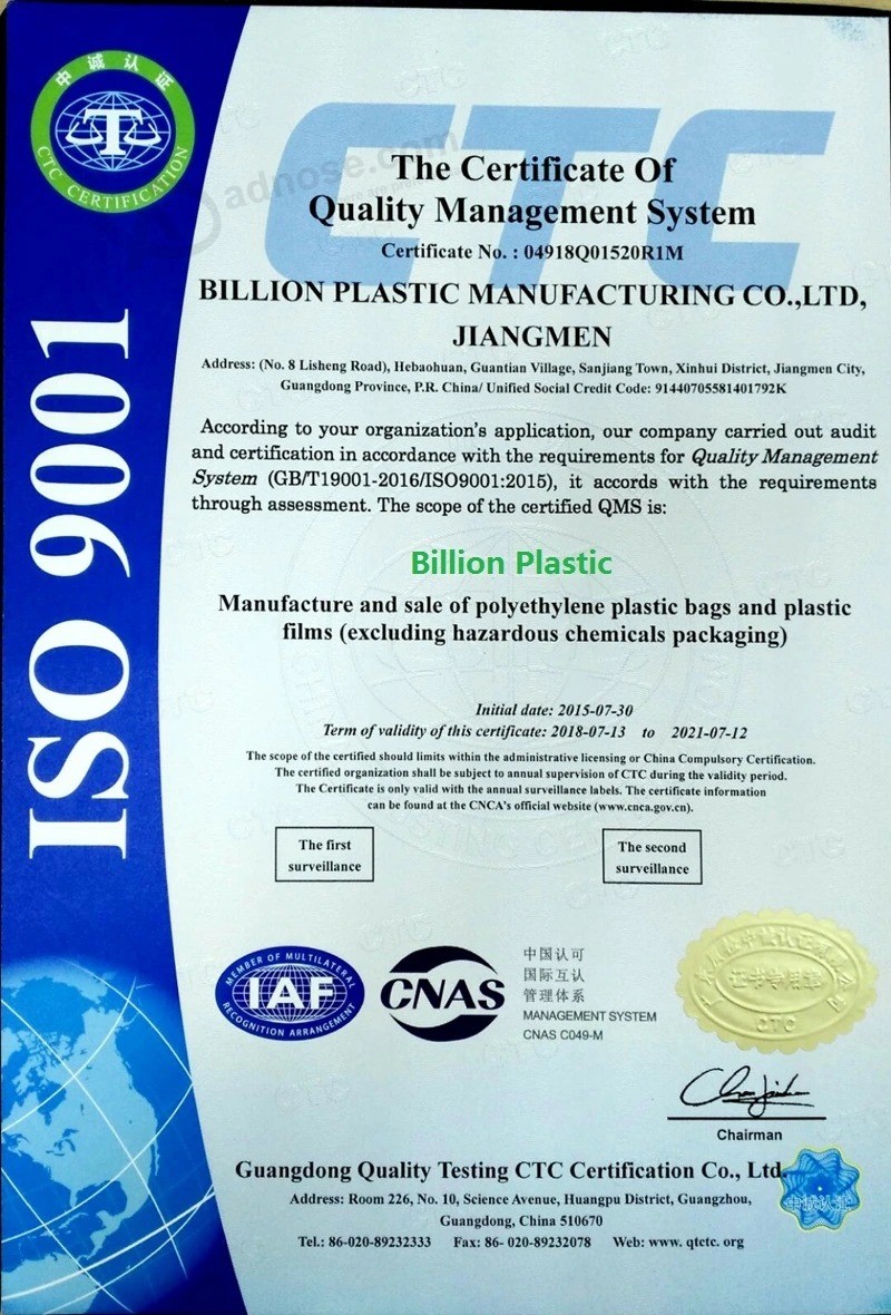 Biologisch afbreekbaar voedsel Dustin bliners PE gallons Composteerbaar handvat Logo afdrukken Plastic verpakking Verpakking Zak