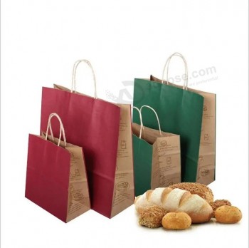 wholesale Bolsas kraft Bolsa de papel para hornear Bolsas de embalaje Bolsas de comida para llevar Papel kraft Bolsa de papel portátil