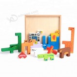 Vente chaude personnalisé créatif animal bois blocs de construction jouet pour enfants