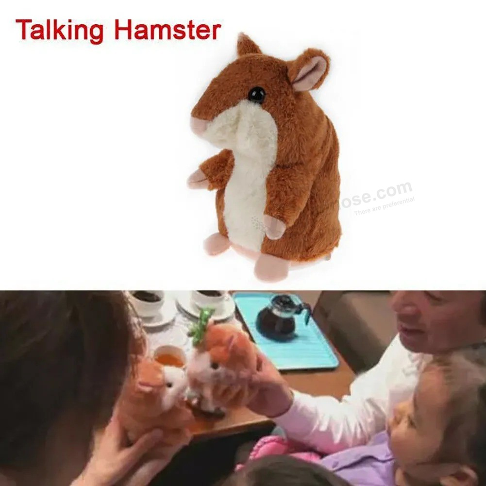 아이들을위한 말하는 햄스터 박제 동물 견면 벨벳 참신 장난감을 반복하십시오