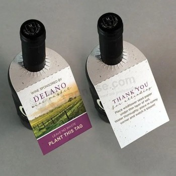 Vente en usine d’étiquettes volantes de col de bouteille de vin personnalisées pour le vin promotionnel au détail