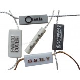 gepersonaliseerde afbreekbare sieraden sluiting kleding PVC-laag logo sticker string seal hang tags voor kledingaccessoires