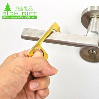 Anti Virus No Touch Key Zero Touchless Contactless Germ Free Hygiene Copper Hand Keychain  Door Opener Hook