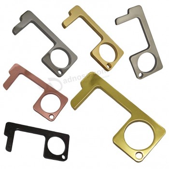 hands free sublimation door opener zinc alloy EDC keychain tool offering Non-contact door opener hook