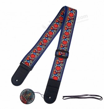 Guitare acoustique réglable guitare électrique sangle en nylon et tête en cuir OEM commande pour Amazon