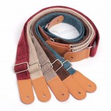 Vente chaude style lin réglable véritable Uke cuir crochet en métal sangle de guitare fort dos ukulélé sangle