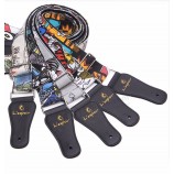 Vente en gros coton cuir couleur haute qualité dessin animé imprimé mode Sangle de guitare