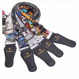 Wholesale cotton leather color high quality cartoon printed fashion Guitar Strap