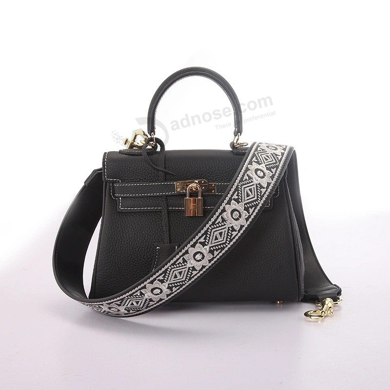Lst053 genuine Leather embroidery Guitar strap You ladies Crossbody shoulder Bag strap Wide strap for Handbags