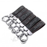 New design real leather Car brand logo Key holder keychain keyring