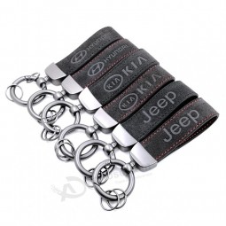 New design real leather Car brand logo Key holder keychain keyring