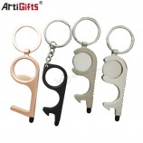 abridor de porta chaveiro sem toque de latão cobre metal personalizado