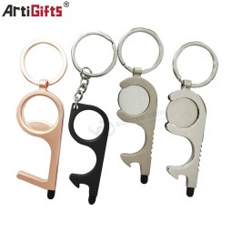 abridor de porta chaveiro sem toque de latão cobre metal personalizado