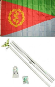 3x5 Eritrea Flag White Pole Kit Set PREMIUM Vivid Color and UV Fade BEST Garden Outdor Decor Resistant Canvas Header and polyester material FLAG