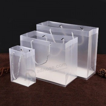 Poignée de mode personnalisée cadeau transparent en plastique PP / PVC sacs à provisions à main