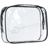 Bolsa de viagem transparente de mão, bolsa de moda aviação, bolsa de maquiagem em PVC com embalagem com zíper Bolsa para unissex