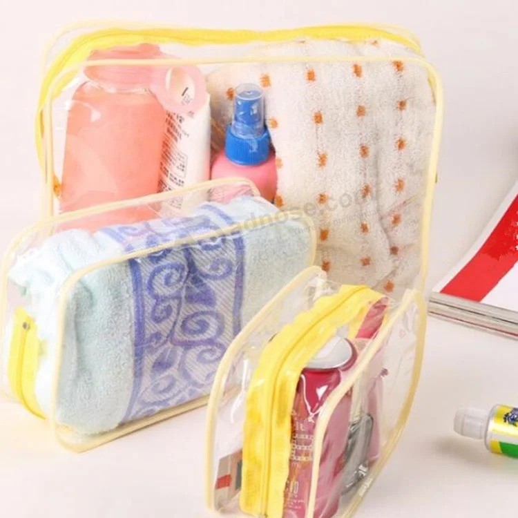 PVC / EVA 화장품 가방, 도매 패션 투명 플라스틱 방수 프로모션 메이크업 세면 용품 포장 파우치 토트 비치 여행 쇼핑 지퍼 핸들 가방