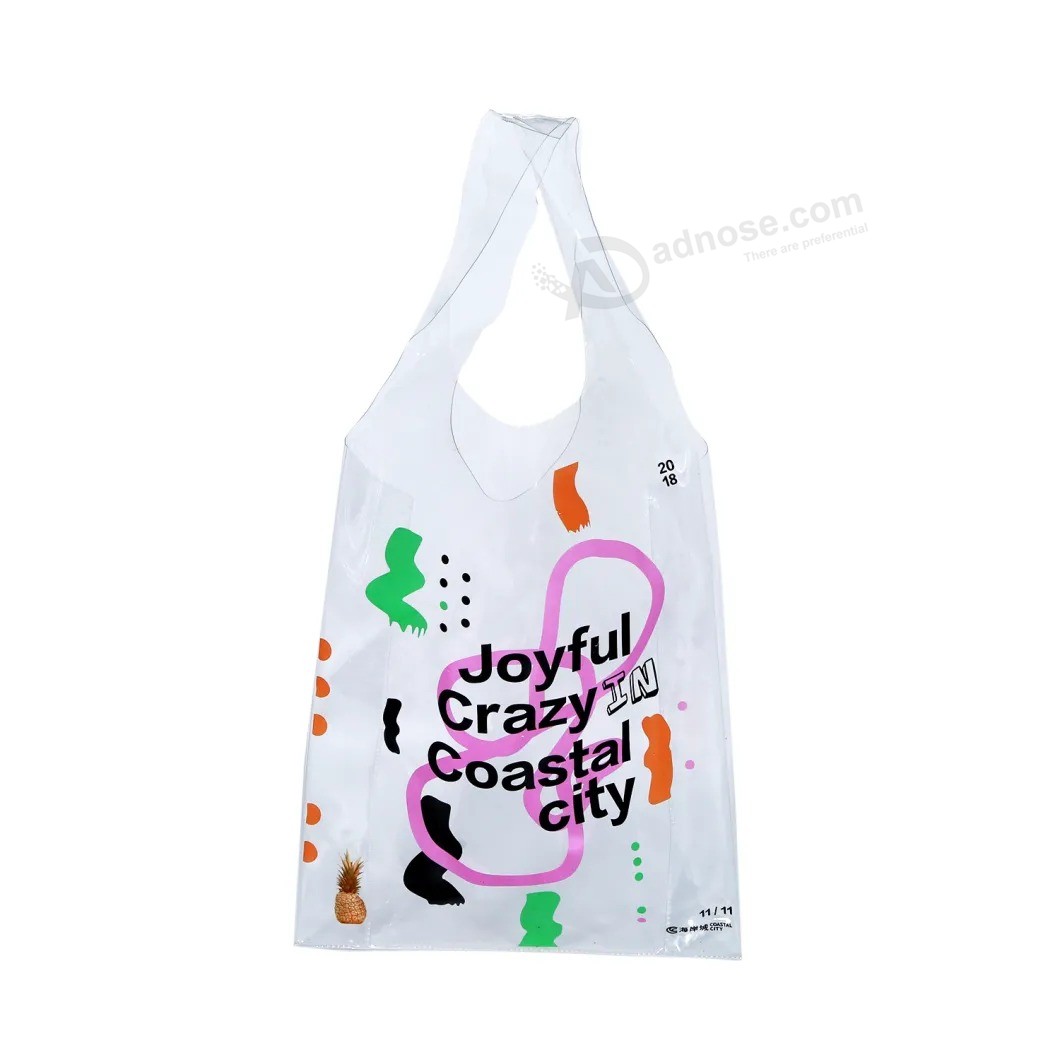Bolsas de roupas Colete de plástico Camiseta de supermercado PVC / TPU sacola de compras