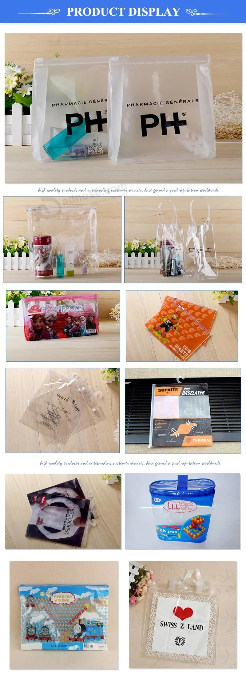 PVC / EVA 화장품 플라스틱 포장 지퍼 핸들 가방