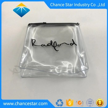 Logo noir personnalisé imprimé en plastique soufflet latéral emballage sac en PVC