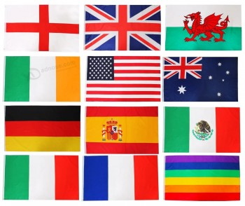 Vente en gros de haute qualité personnalisé imprimé avec des drapeaux de fenêtre de voiture en plastique publicité Logo personnalisé national 2X3FT Polyester Jardin Drapeaux person