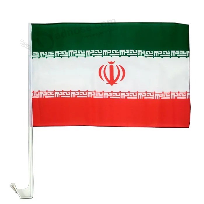 Digital Printed Polyester Fabric Custom Logo Outdoor Advertising National Country Iran Car Flag