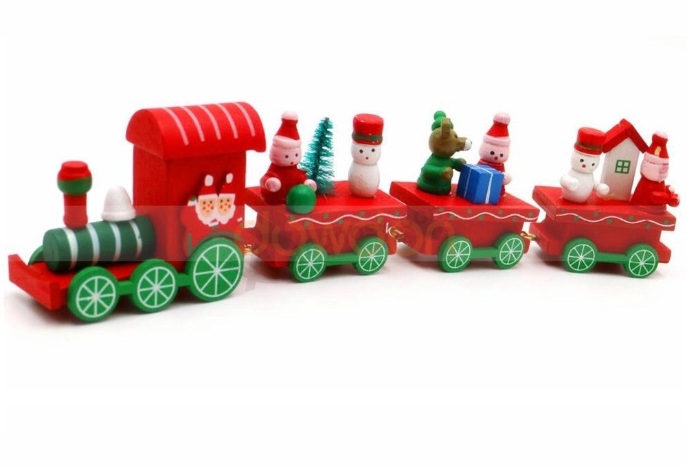 Brinquedo de trem de madeira de natal presente de natal mini presente de decoração de mesa