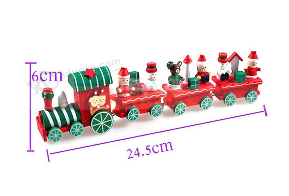 Wood Christmas Train Toy Xmas Gift Mini Tabletop Decoration Gift