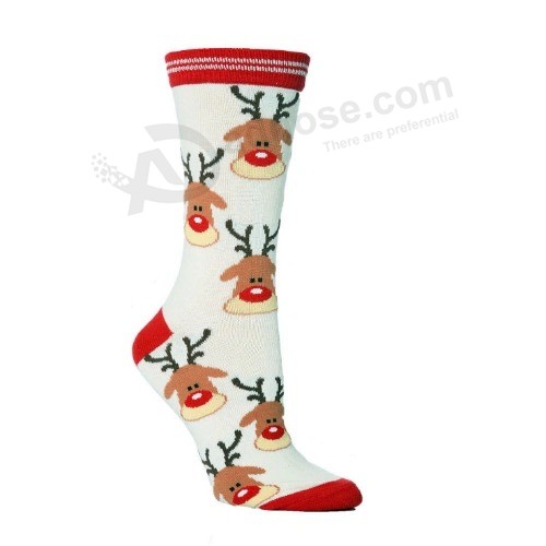 Regalo personalizado de los calcetines de la Navidad de las mujeres felices del vestido de algodón