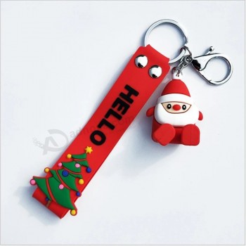 Nouveau Design Personnalisé Noël Mignon Doux PVC Silicone Porte-clés Porte-clés Cadeaux de promotion
