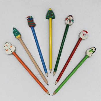anpassbare Beliebtheit als Festivalgeschenk verwendet Umweltfreundliches Hb-Bleistiftoberteil mit großem Weihnachtsradiergummi