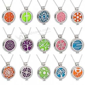 Aromathérapie Diffuseur d’huiles essentielles avec collier en acier inoxydable Parfum Barbator Pendentif Décoration Mode Cadeau de Noël